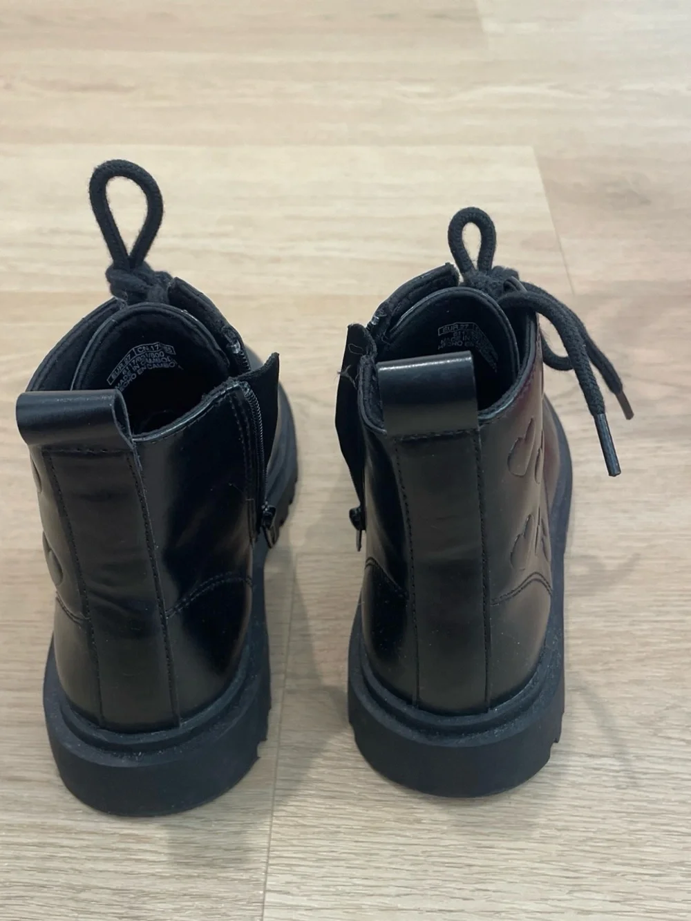 Zara Black Kids Lace-Up Ankle Boots